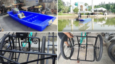 sepeda amphibi perahu listrik buatan bogor